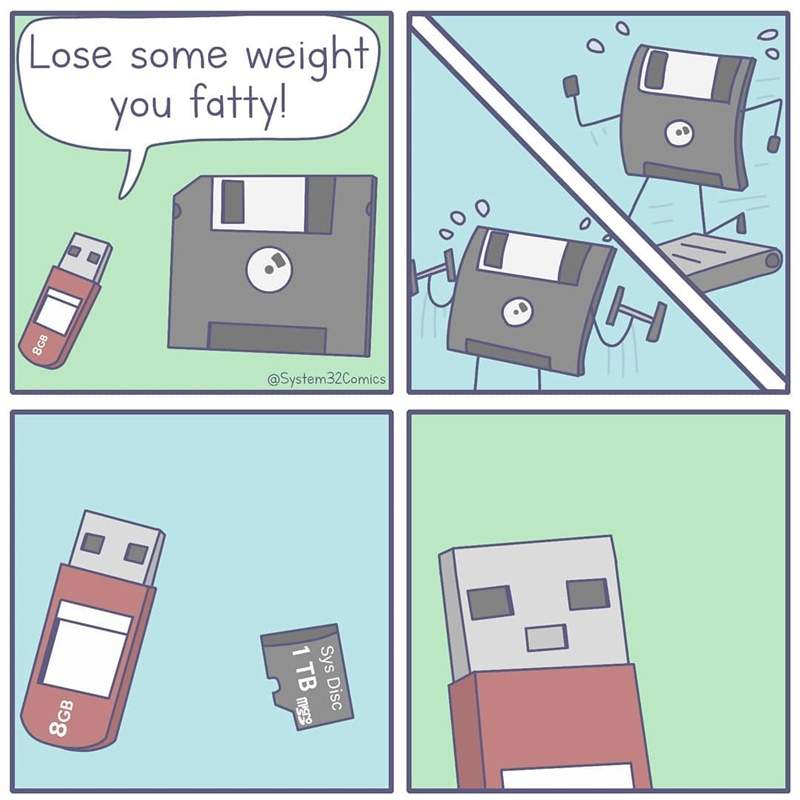 這就是我們的使用行為阿《電腦日常插畫》原來3.5磁片減肥後會變成記憶卡w