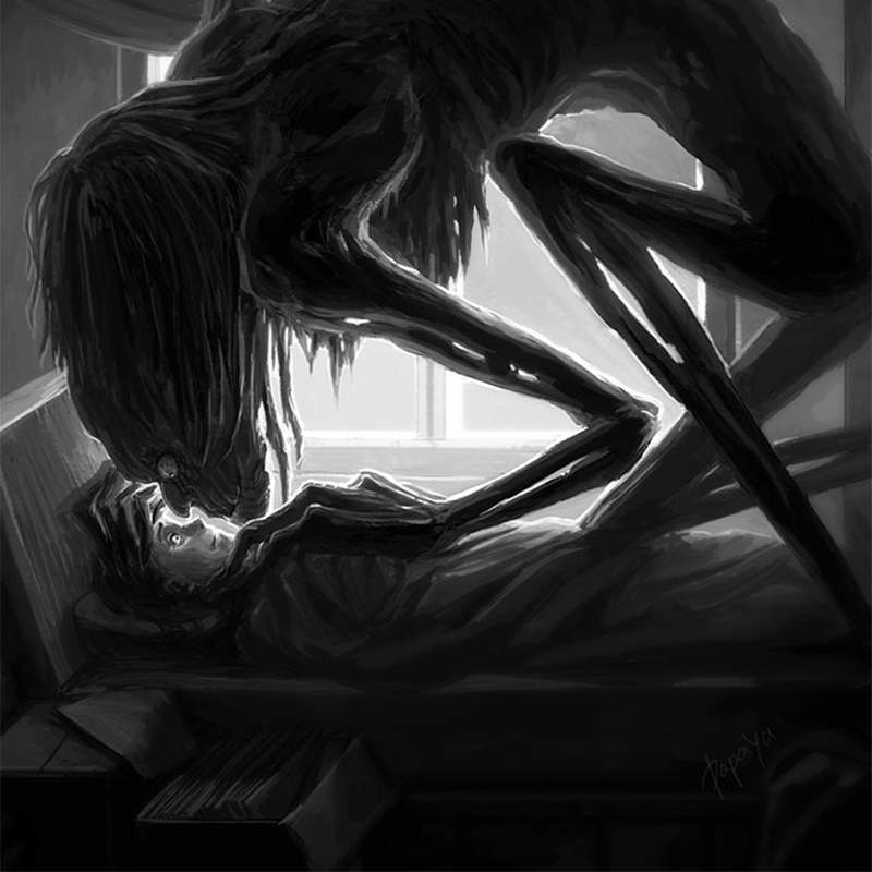 藝術家畫出《鬼壓床》的「感覺」 就像有人壓住你不能動一樣... 藝術家畫出《鬼壓床》的「感覺」 就像有人壓住你不能動一樣...
