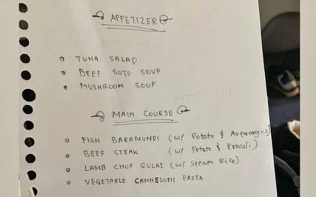 《網紅公開手寫菜單被告》商務艙收到手寫菜單 難道不是尊爵不凡嗎? 《網紅公開手寫菜單被告》商務艙收到手寫菜單 難道不是尊爵不凡嗎?