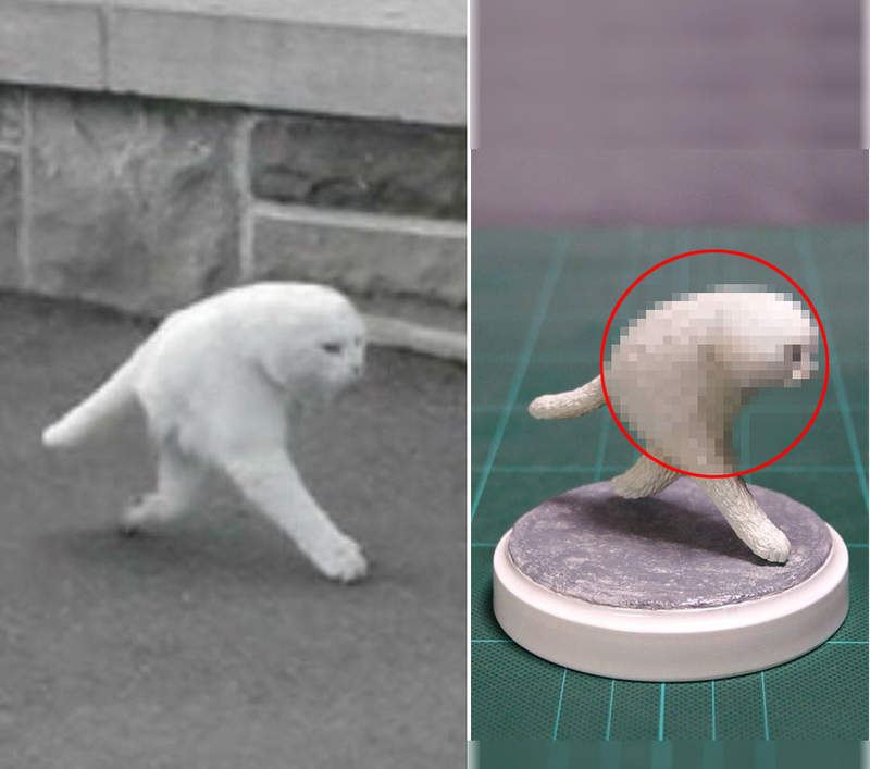 超爆笑還原模型《逆風行走貓》那張經典的迷因圖終於實體化啦XD