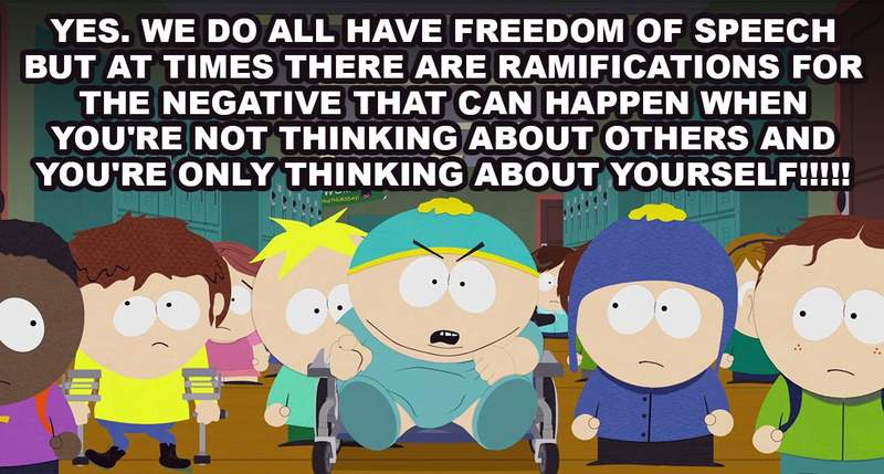 《南方四賤客》又開酸 這次照抄詹姆斯「言論自由有後果」整句台詞