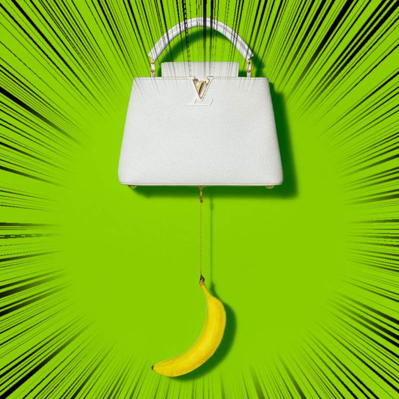 凡人難以理解的時尚《掛著蔬果的百萬LV包包》今天想來根香蕉嗎？（遞）