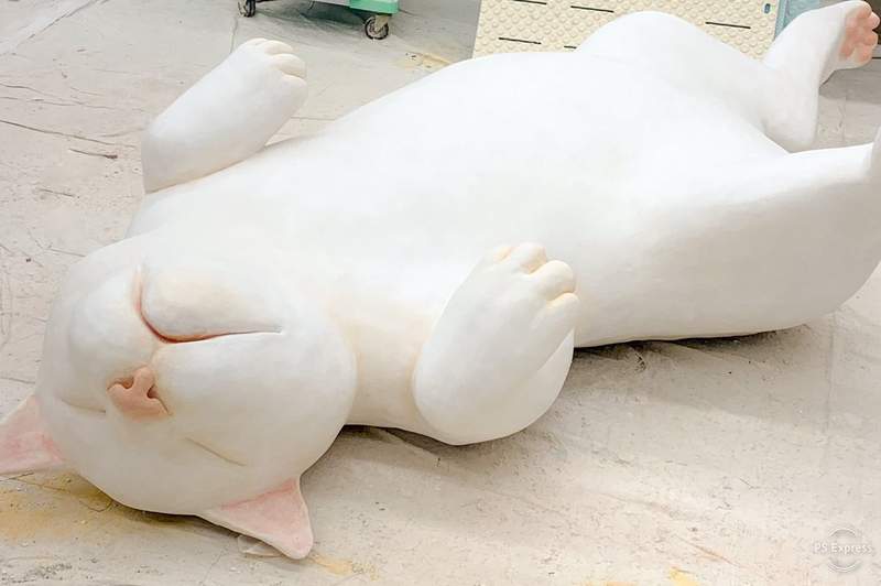 美大生的畢業製作《巨型翻肚貓》好想躺在上面一起睡啊～❤