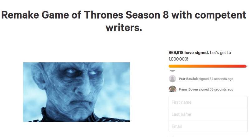 冰與火之歌權力遊戲《近百萬人聯署重製第8季》最後一集會不會很Cooool呢？