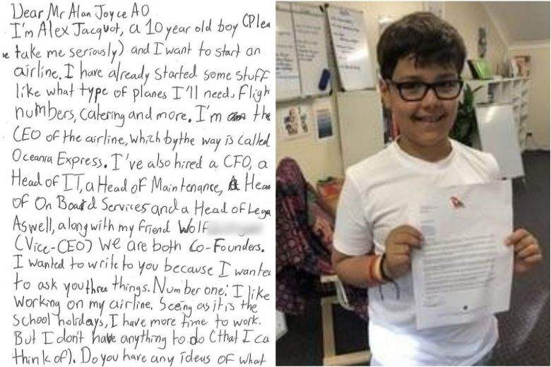 10歲男孩去信CEO《請教我開航空公司》澳航執行長親自回信了 10歲男孩去信CEO《請教我開航空公司》澳航執行長親自回信了