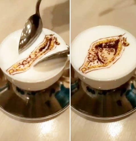 JOJO的奇妙冒險《布加拉提拿鐵藝術》奶泡可以做出拉鍊拉開的效果這好神