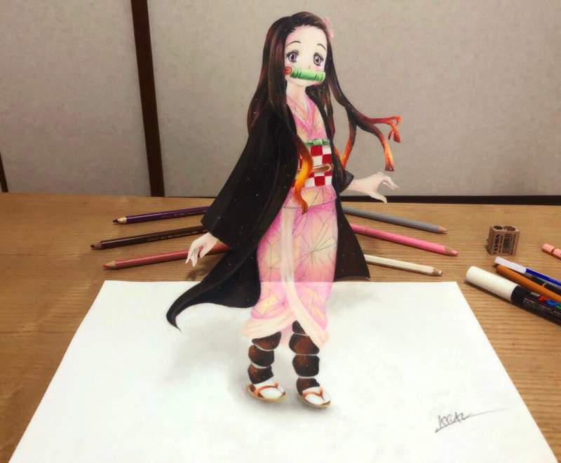 推主繪製鬼滅之刃《色鉛筆3D畫》像是立體投影的禰豆子這樣的畫工太強大 推主繪製鬼滅之刃《色鉛筆3D畫》像是立體投影的禰豆子這樣的畫工太強大