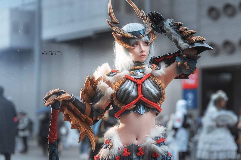 魔物獵人世界《雷狼龍最正女獵人》妹子cosplay好想跟她一起去狩獵 魔物獵人世界《雷狼龍最正女獵人》妹子cosplay好想跟她一起去狩獵