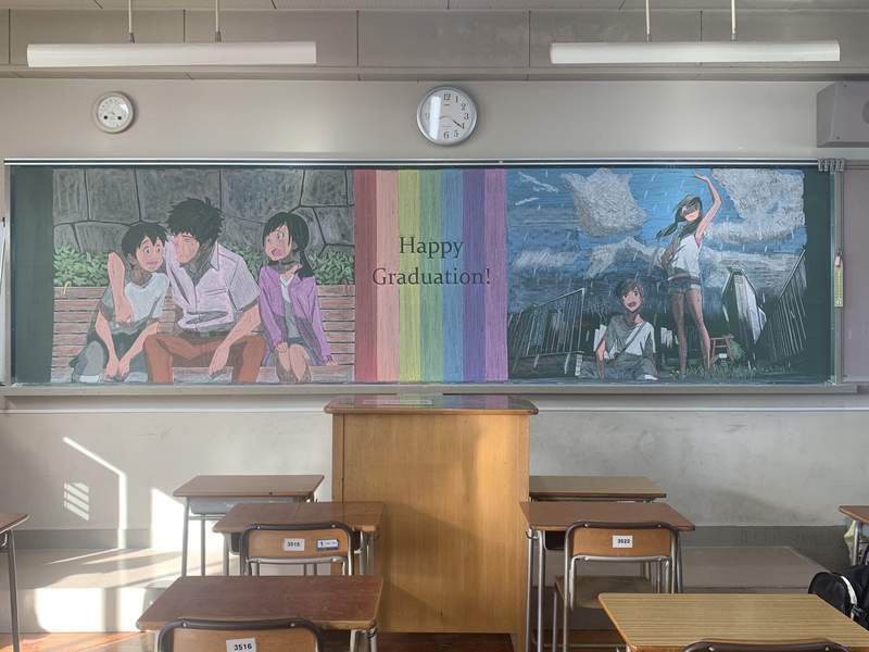 有看有感動《畢業紀念黑板畫》待在學校最後一刻有著滿滿的洋蔥