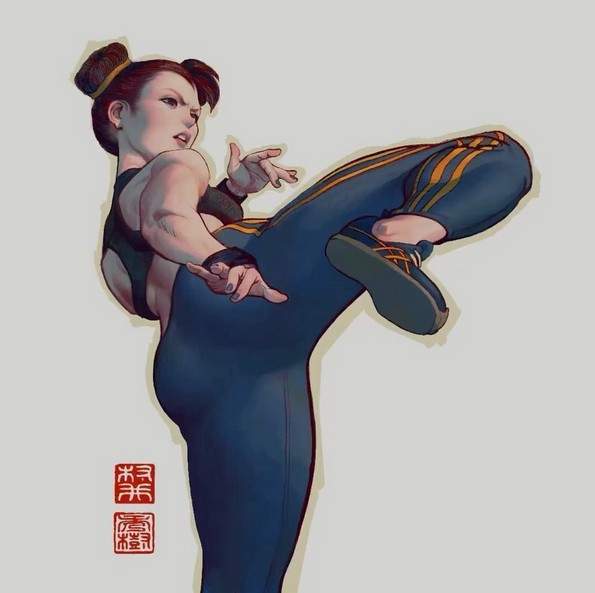 畫師創作《快打旋風人物彩繪》讓人耳目一新的細膩構圖