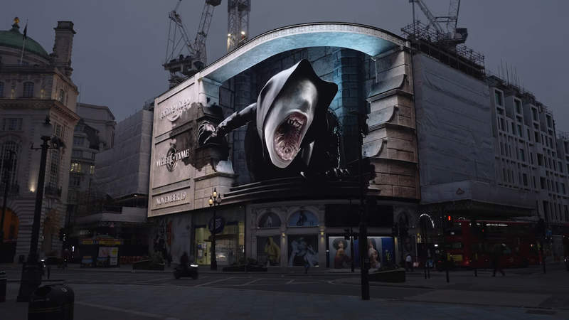 CROSS SPACE大樓上的《3D巨大數位廣告招牌》突然在大樓現身的恐怖身影好嚇人