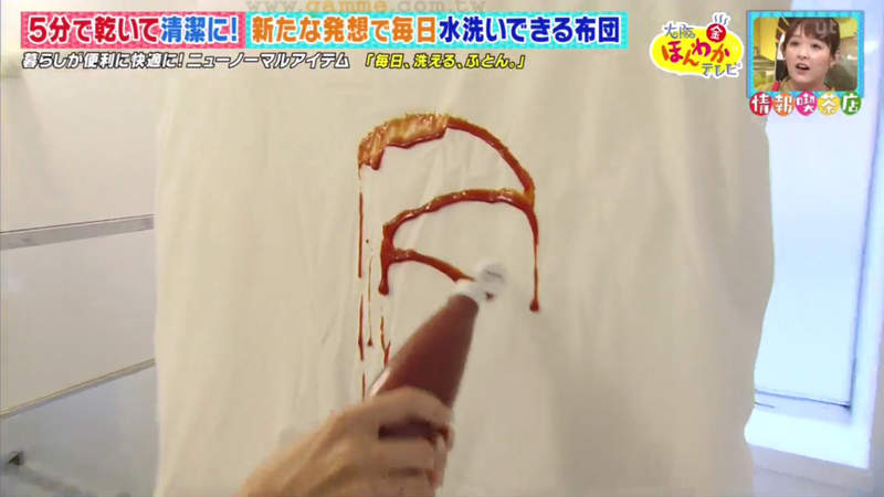 《可以每天洗的棉被》水洗只要５分鐘超快乾 撥水加工甚至不怕番茄醬噴射