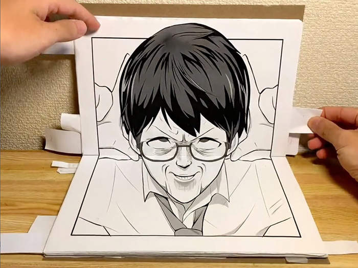 紙漫畫作品《扮鬼臉》父親慈愛(顏藝)表現讓小朋友覺得心暖暖 紙漫畫作品《扮鬼臉》父親慈愛(顏藝)表現讓小朋友覺得心暖暖