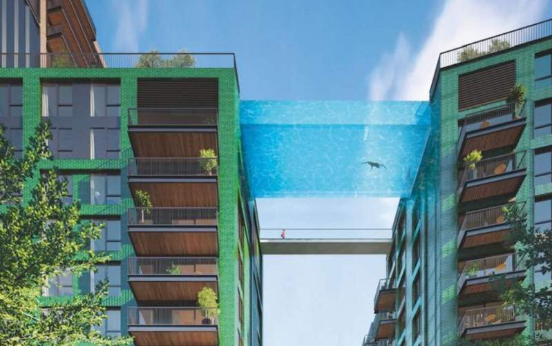 倫敦話題景觀《懸空35公尺的空中泳池》　5月正式啟用