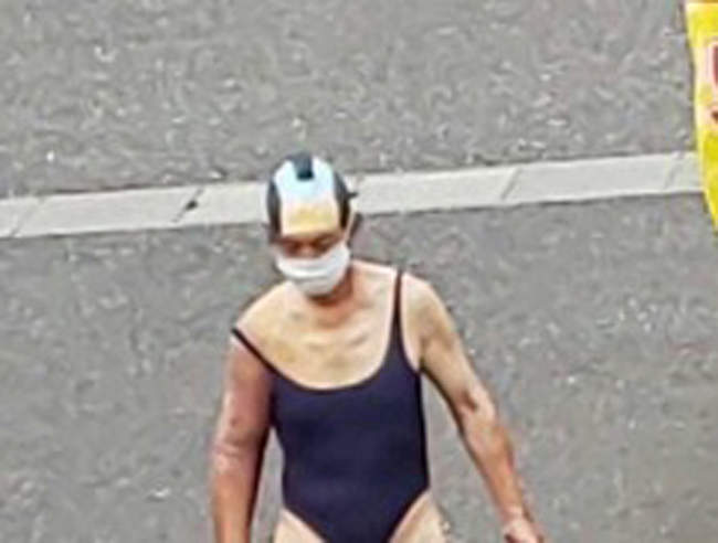 網友直擊《在老家出現的泳裝大哥》這麼煞氣的造型走在街上真的太帥惹