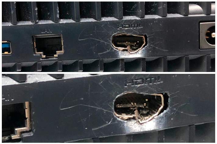 硬要督錯洞《讓維修人員傻眼的光景》請問!?這個HDMI孔被督爆了能補救嘛 硬要督錯洞《讓維修人員傻眼的光景》請問!?這個HDMI孔被督爆了能補救嘛