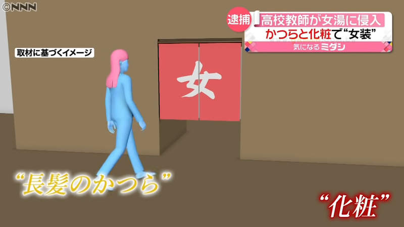 《變態男老師闖女湯》化妝戴假髮以為不會被發現 遭客人識破變裝依現行犯逮捕 《變態男老師闖女湯》化妝戴假髮以為不會被發現 遭客人識破變裝依現行犯逮捕