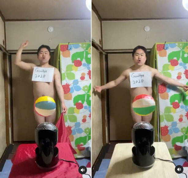 告別2020年的表演《裸體掀桌巾》達人又把技術玩出一個新高度