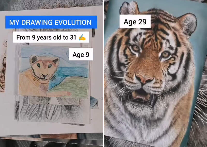 網友分享《9歲到31歲的畫畫進步歷程》一樣是獅子努力下來結果大不同