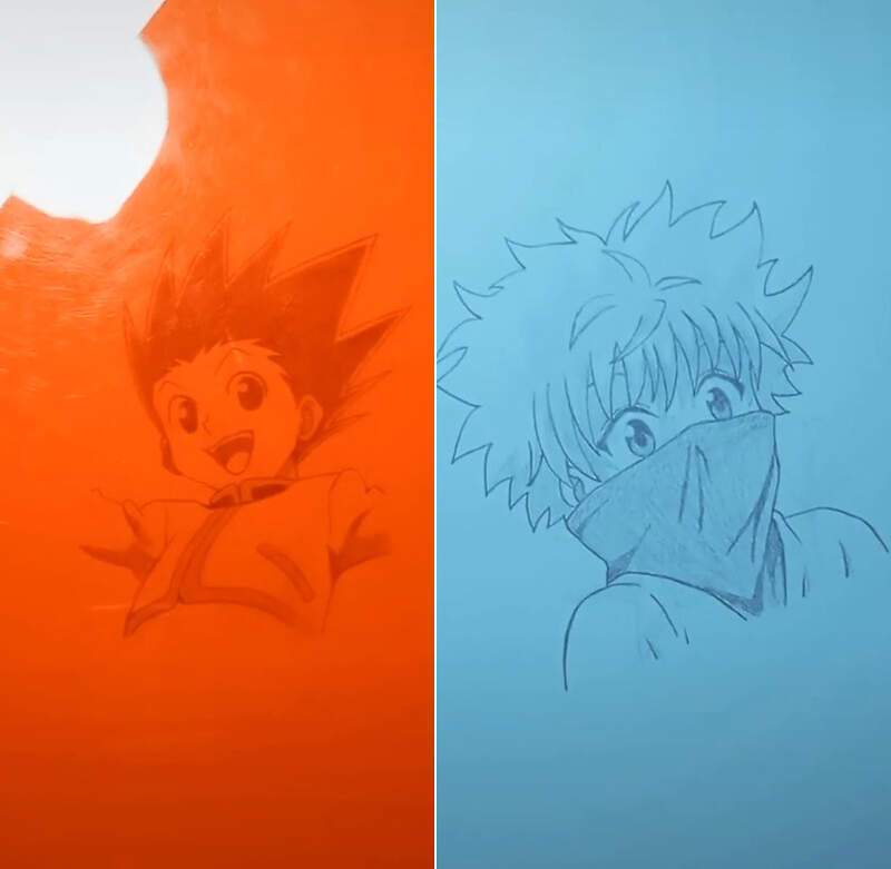 自古紅藍出CP《紅藍筆畫動漫角色》用色板區分顯現特別效果 自古紅藍出CP《紅藍筆畫動漫角色》用色板區分顯現特別效果