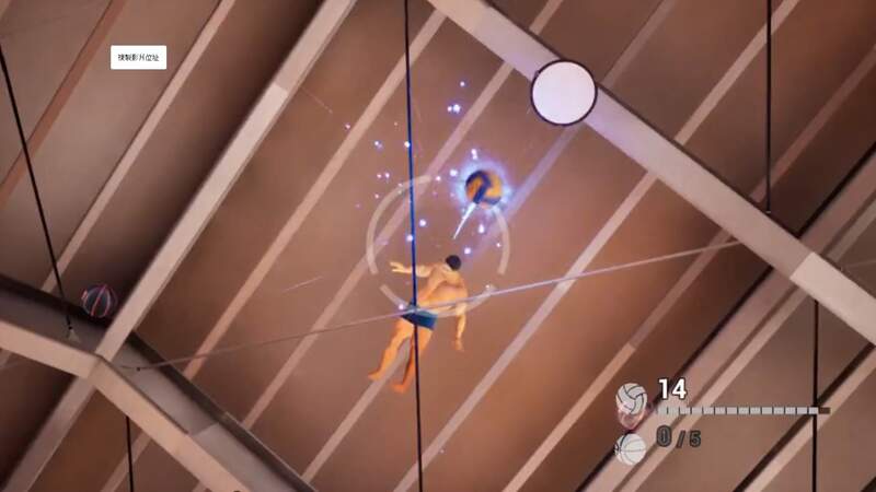 趣味小遊戲《打排球救學長》渾身肌肉的前輩卡住惹！快點用力發球救他下來〝啪〞