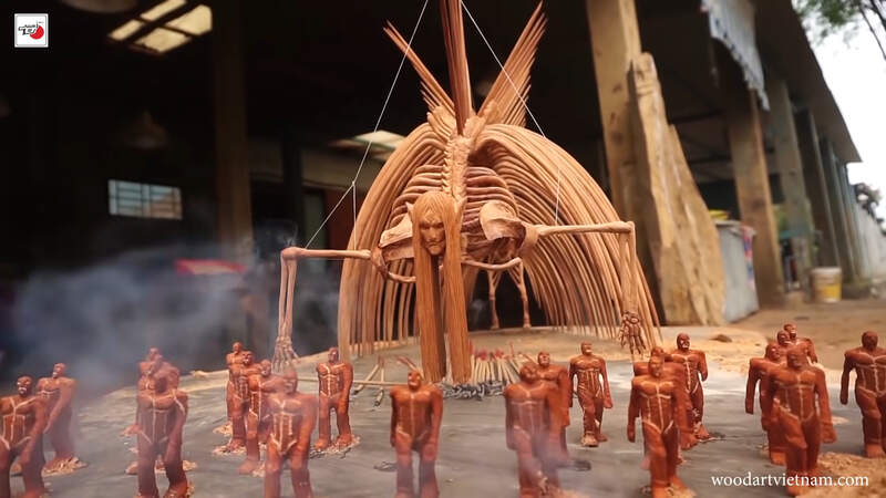 越南木雕職人製作《進擊的巨人 地鳴場景》完整重現骨骼結構這個技術太神啦 越南木雕職人製作《進擊的巨人 地鳴場景》完整重現骨骼結構這個技術太神啦