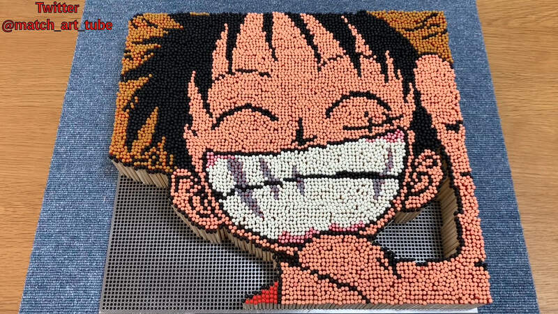 燃燒吧！魯夫《火柴藝術家 Match Art Tube》使用了8426根火柴拼出角色樣板