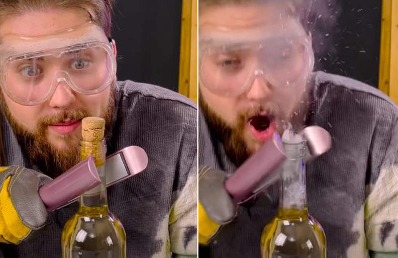 【不可能實驗】酒瓶木塞怎麼開？《用電棒開酒》酒瓶的正確開啟方式（誤ｗ
