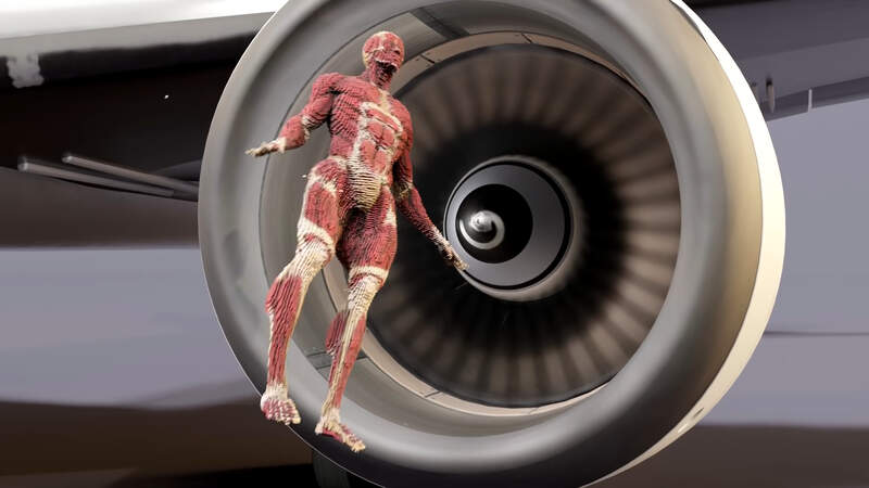 電腦模擬《人被飛機引擎捲入會怎樣》真不真實僅供參考，但可以確定進去就GG惹