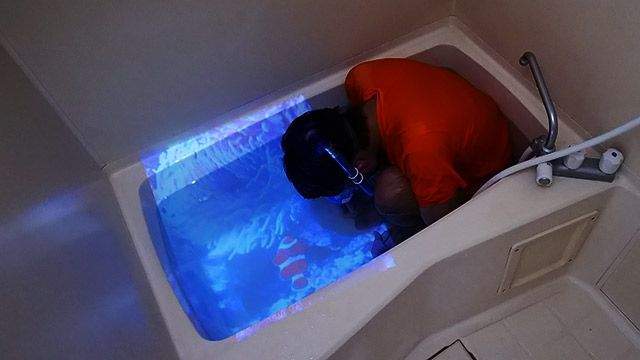 有浴缸就能實現《冬天在家浮潛的可能》看著超級無底海景重點是泡著熱水喔