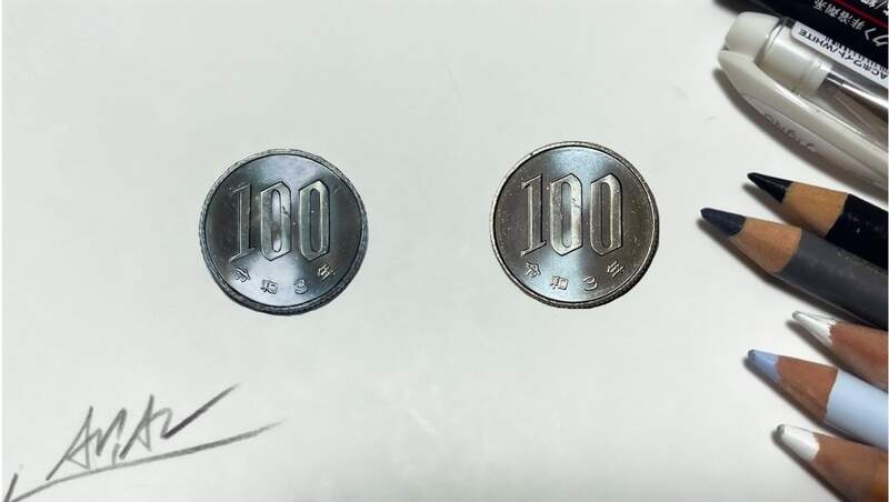 分得出來嗎？《用色鉛筆畫出來的100元硬幣》快告訴我答案！我已經傻傻分不清惹