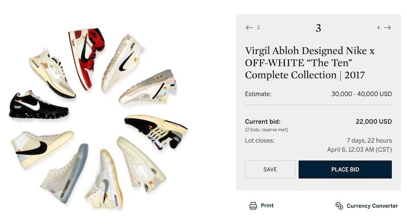 經典傳世!Virgil Abloh x Nike聯名『THE TEN』系列蘇富比拍賣上架 估計成交價格將突破百萬 經典傳世!Virgil Abloh x Nike聯名『THE TEN』系列蘇富比拍賣上架 估計成交價格將突破百萬